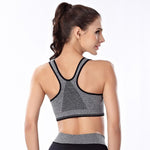 Wolph's Active Zipper Push-Up Fitness Sports Bra