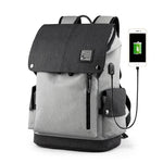 Anti-theft Waterproof Faux Leather Travel Backpack with USB Port for Men