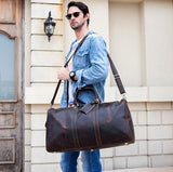 Otto Vintage-style Leather Weekender Duffel Bag by Wolph